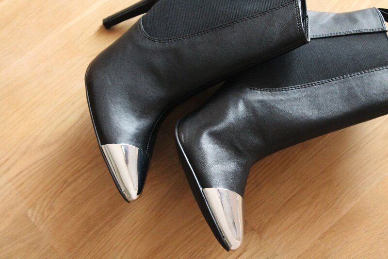 H&M vegan leather booties with metal tip