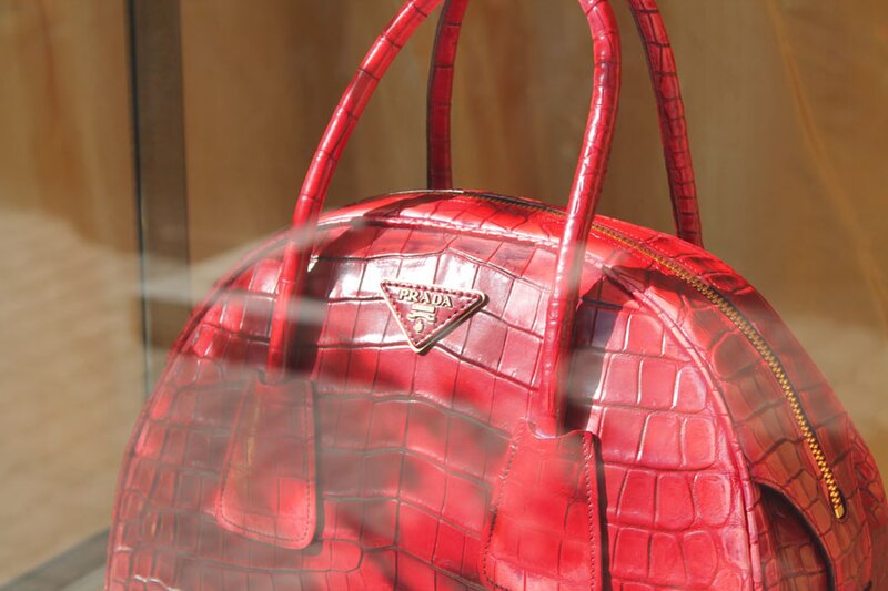 Red crocodile leather Prada bag