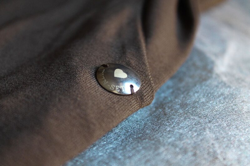 Close-up detail on brown sweat pants from Twin-Set